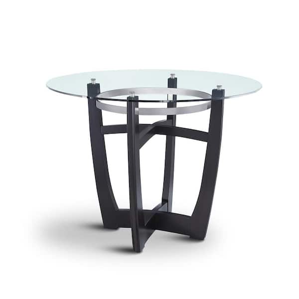 Utopia 4niture Annie 42 in. Round Clear Glass with Metal Frame Dining Table
