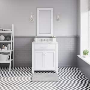 30 in. W x 21 in. D Vanity in White with Marble Vanity Top in Carrara White and Chrome Faucet