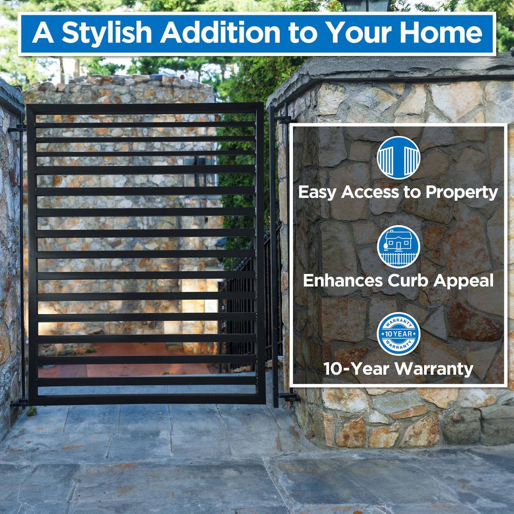 Sofia Black Steel Flat Top Pedestrian Gate with Posts