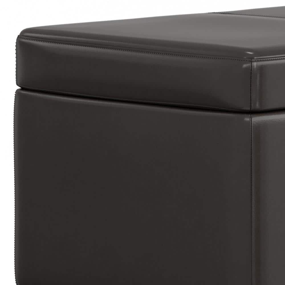 Tanners Brown Faux Leather Lift Top Storage Ottoman