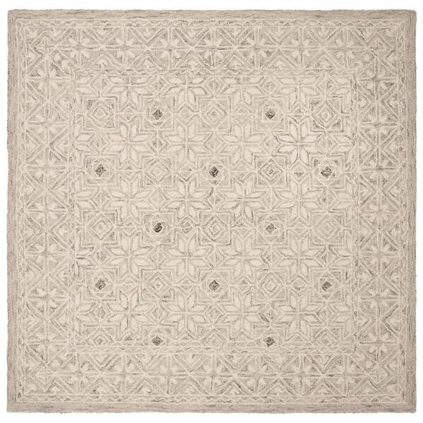 SAFAVIEH Micro-Loop Silver/Ivory 5 ft. x 5 ft. Square Geometric Area Rug