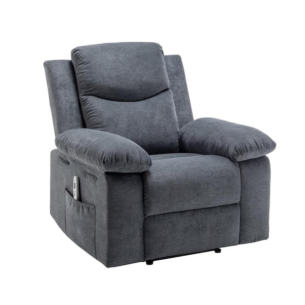 HOMEFUN Dark Gray Fabric Power Adjustable Massage Recliner Chair with Heating System
