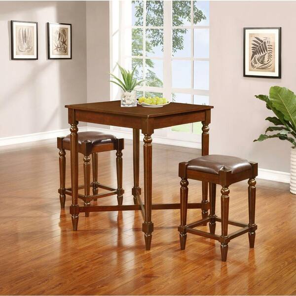Linon Home Decor Tremaine 3-Piece Walnut Bar Table Set