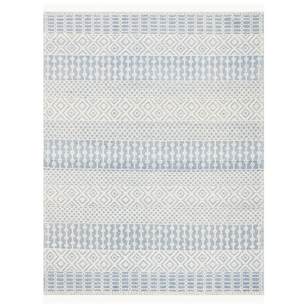 Natura 10 ft. x 14 ft. Ivory/Blue Geometric Area Rug