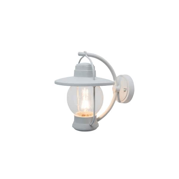 Coastal Nantucket 1-Light White Outdoor Wall Lantern Sconce