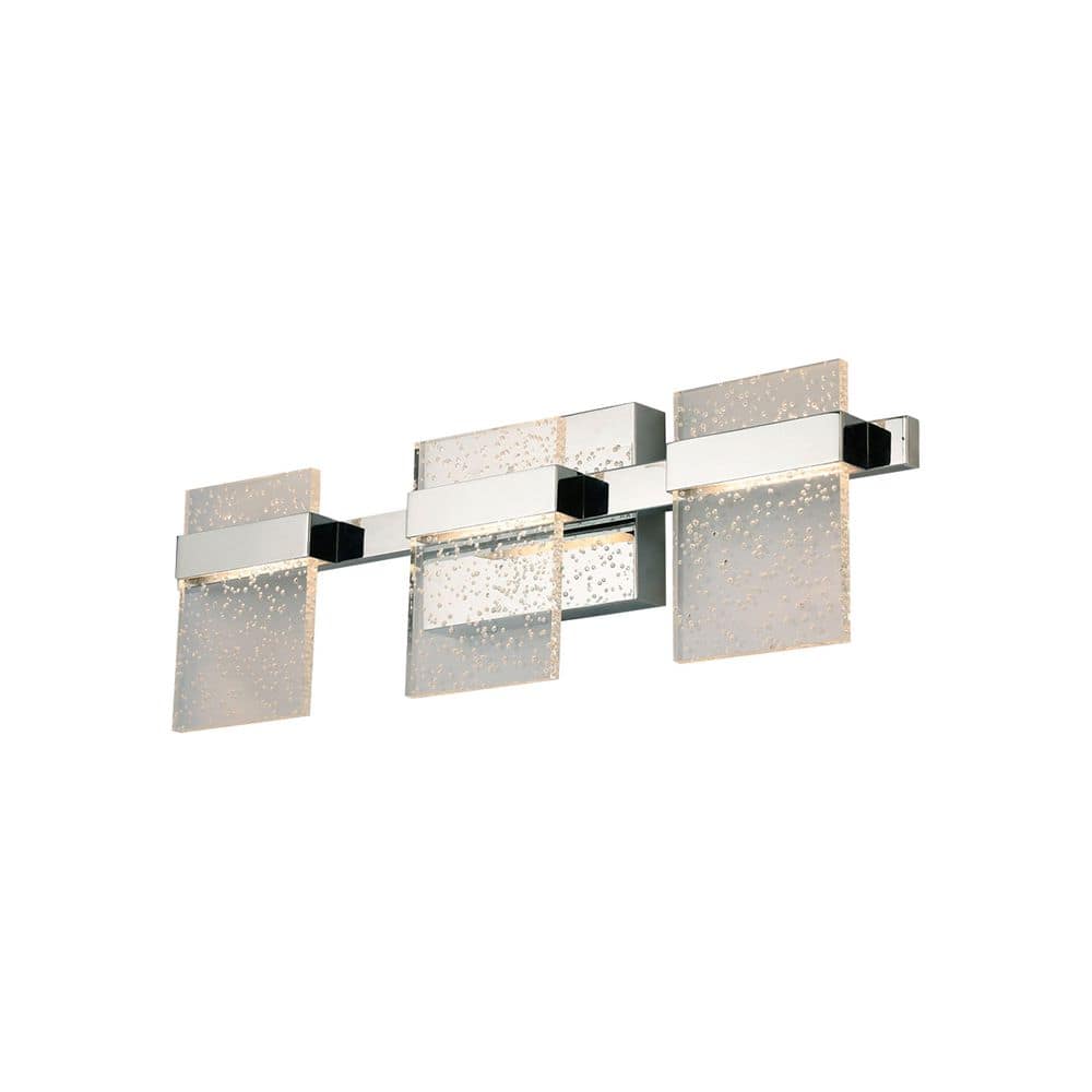Madrona Chrome 22.75" LED Vanity Light with Seedy Acrylic Shades
