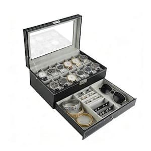 Vsmile 2-Tier Black Jewelry Storage Box, Storage Box for Necklaces