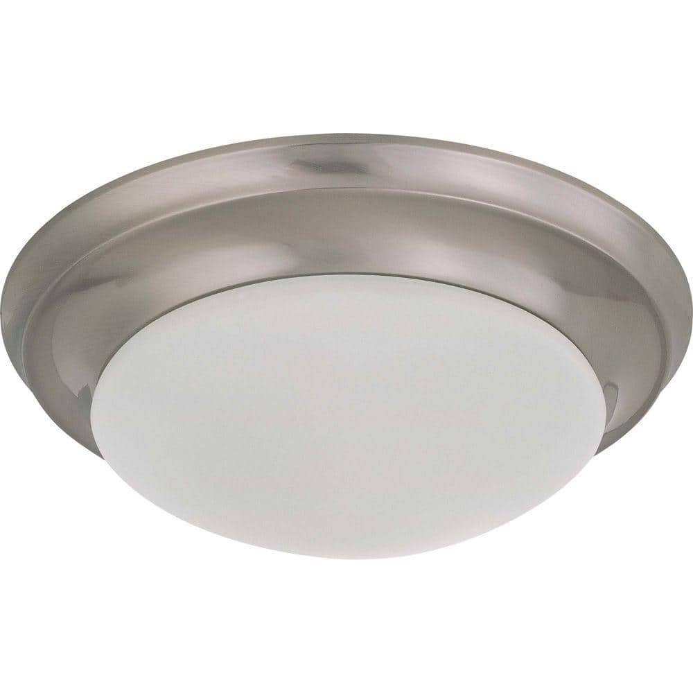 Eco-Friendly 11.5" Brushed Nickel Flush Mount with Frosted Glass