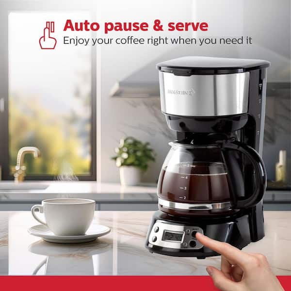 HOLSTEIN HOUSEWARES Everyday 5- Cup Programmable Black Drip HOLSTEIN HOUSEWARES Everyday 5- Cup Programmable Black Drip