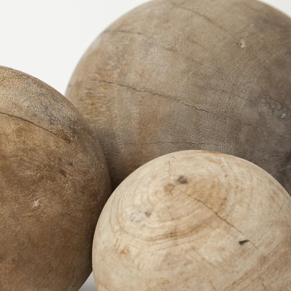 Carrick (Set of 3) Natural Wood Decorative Spheres