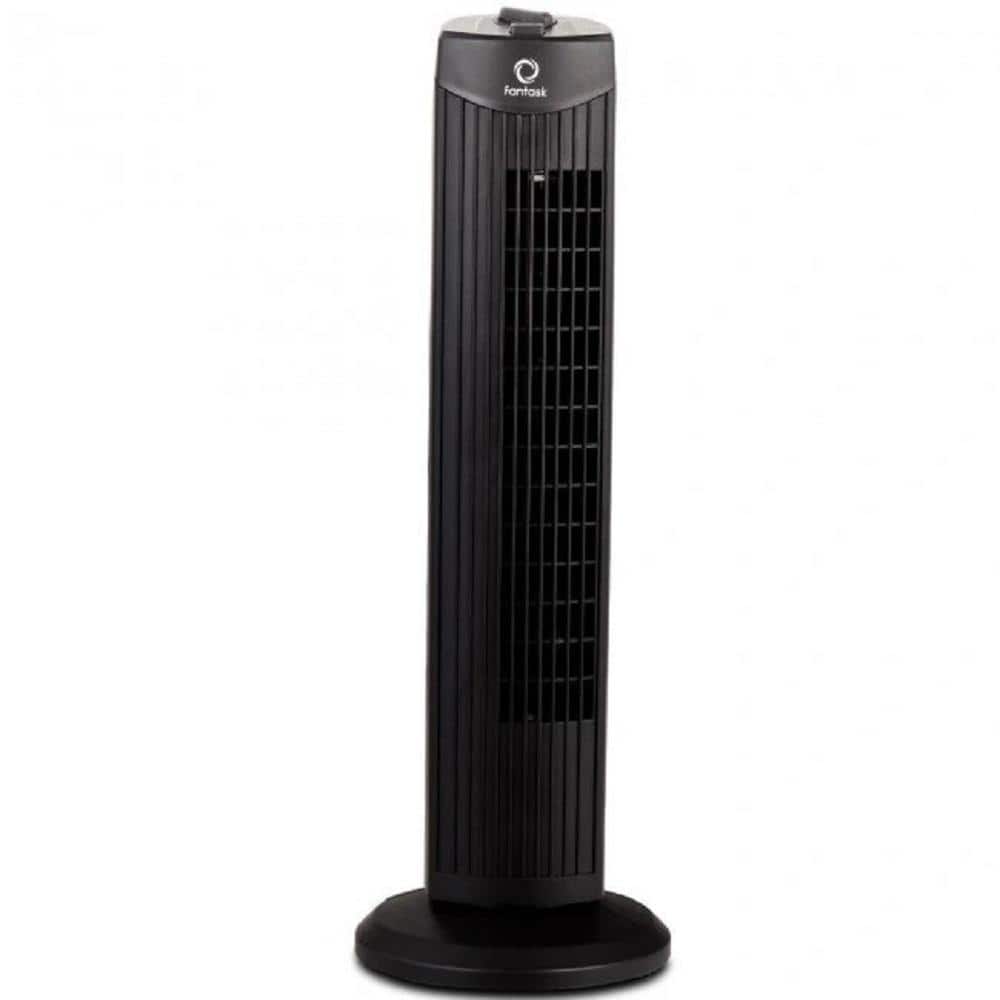 Motorized Oscillation 28 in. 3 Fan Speeds Bladeless Tower Fan in Black with
