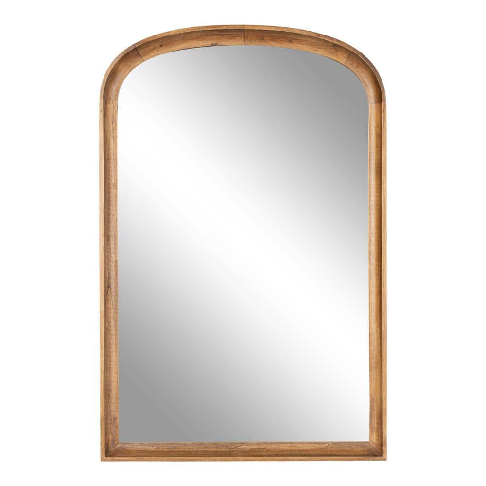 Rustic Brown Arched Wooden Bathroom Vanity Mirror, 24x36