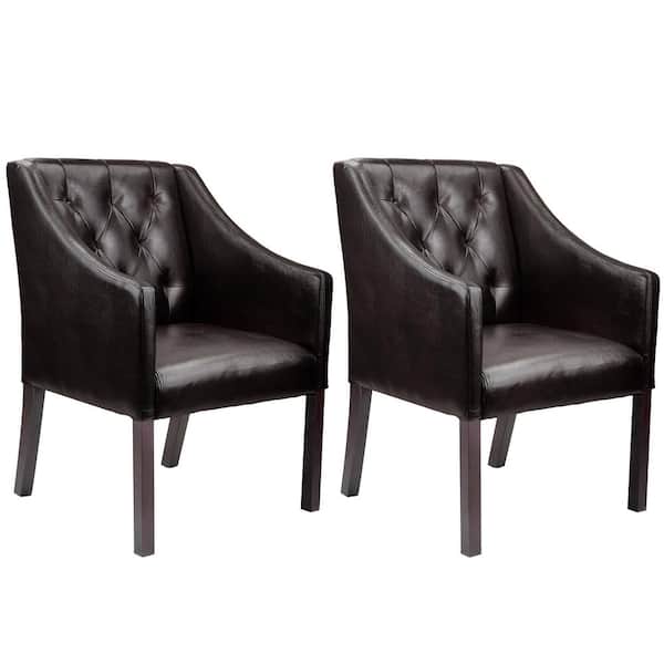 CorLiving Antonio Brown Bonded Leather Accent Club Chair (Set of 2)