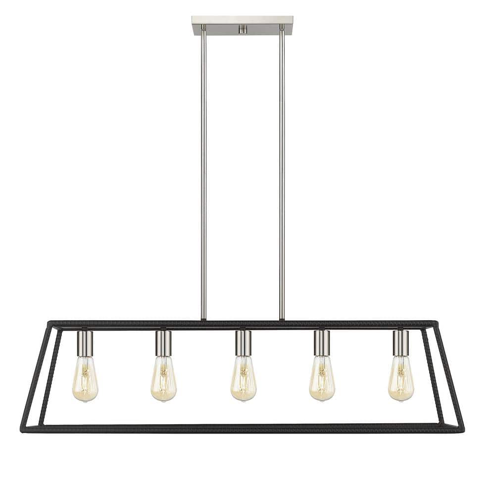 OVE Decors Agnes II 5-Light Matte Black Wrought Iron Rectangular Pendant  Light with Bulbs Included 15LPE-AGN238-PB The Home Depot