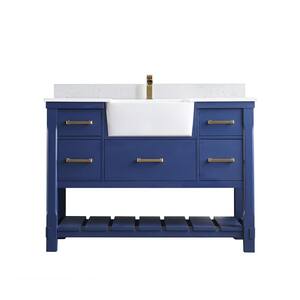 Georgia 48 in. Bathroom Vanity in Jewelry Blue with Composite Carrara Top in White with White Basin