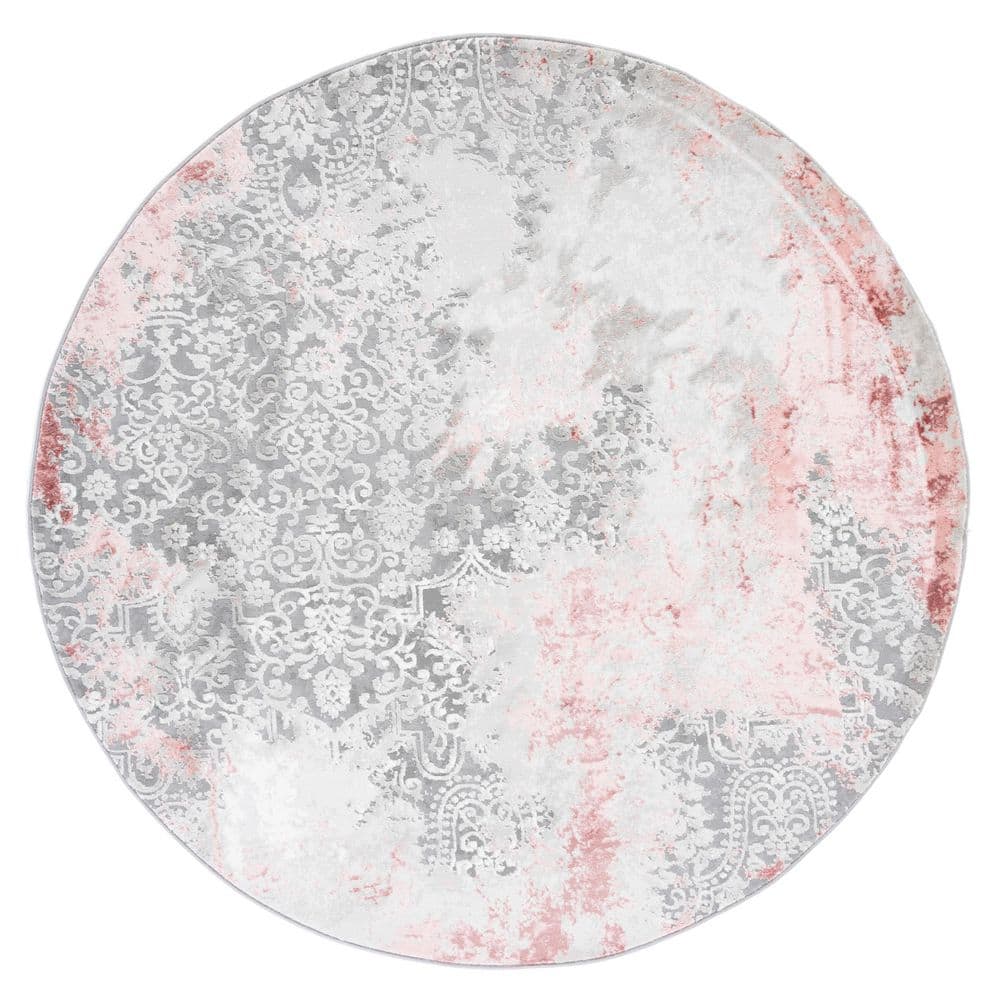 Meadow 7 ft. x 7 ft. Light Gray/Pink Marble Paisley Round Area Rug price history on PriceWatchPro