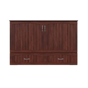 Southampton Full Walnut Murphy Bed Chest with Memory Foam Folding Mattress Built-in Charging Station and Storage Drawer
