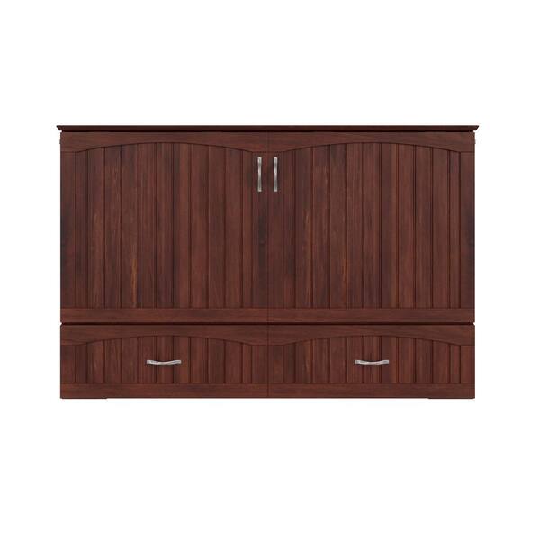 AFI Southampton Full Walnut Murphy Bed Chest with Memory Foam Folding