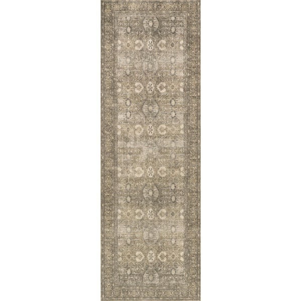 Chester Antiqued Jute-Blend Green 3 ft. x 8 ft. Indoor Runner Rug