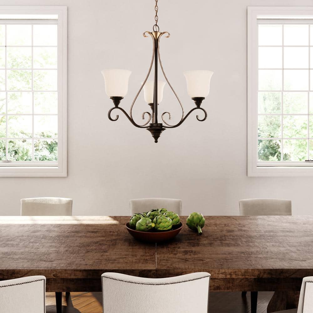 Hampton Bay Westwood 3-Light Oil Rubbed Bronze Chandelier with Frosted  White Glass Shades IAY8113A-2 - The Home Depot, image size:1000x1000