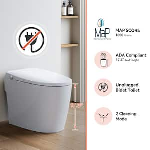 Non-Electric Elongated Bidet Toilet 1.0 GPF in White with ADA Chair Height, Foot Kick to Flush, Map Flush 1000 g