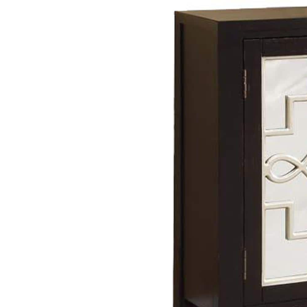 Elegant Mirrored Wine Storage Console with Brushed Gold Accents