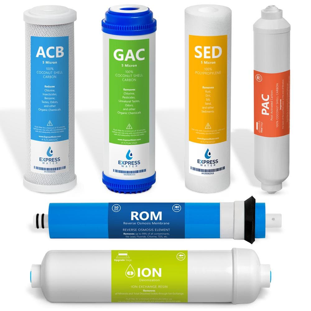 6 Month Deionization Reverse Osmosis System Replacement Filter Set-6 Filters with 50 GPD RO Membrane price history on PriceWatchPro