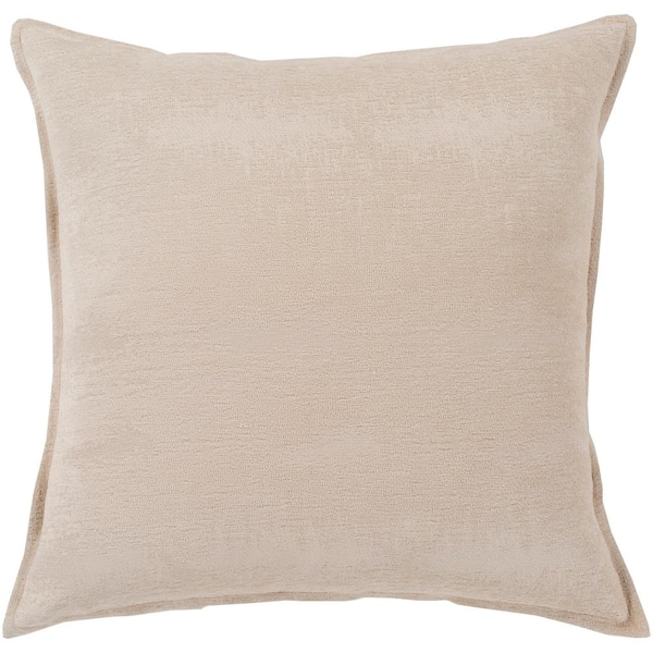 Livabliss Copacete 22 in. x 22 in. Khaki Solid Polyester Standard Throw Pillow
