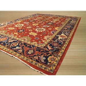 Rust 8 ft. x 10 ft. Hand Knotted Wool Traditional Super Mahal Area Rug