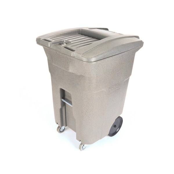 Toter 96 Gal. Graystone Document Trash Can with Wheels and Lid Lock (2 Caster Wheels 2 Stationary Wheels)