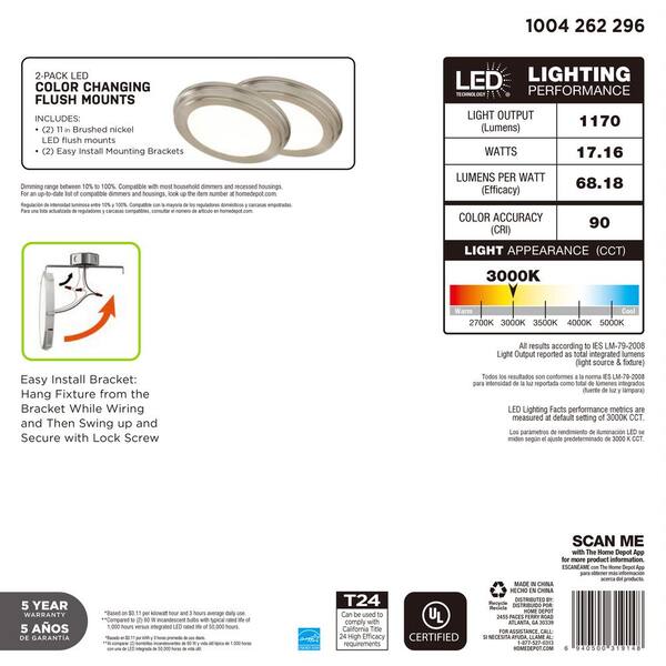 2-PACK outlet LEDnCOLOR CHANGINGnFLUSH MOUNTS