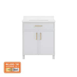 Bilston 30 in. W x 19 in. D x 34 in. H Single Sink Bath Vanity in Dove Gray with White Engineered Stone Top