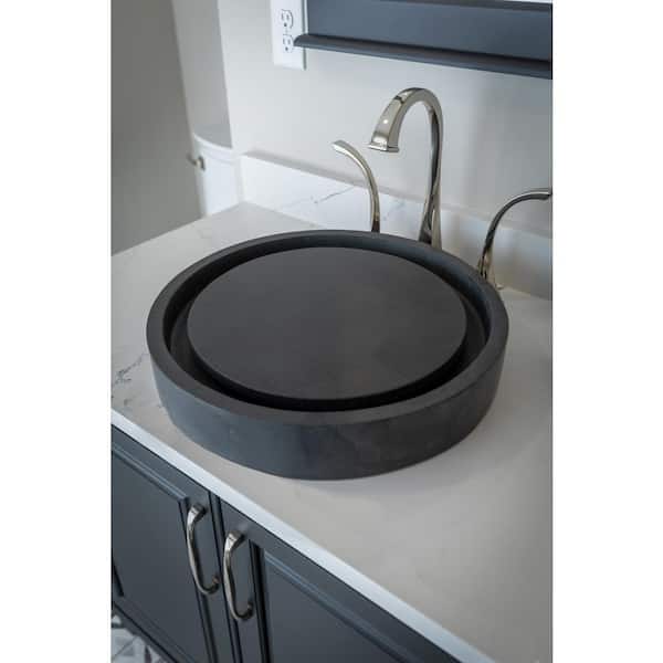 Round Infinity Pool Sink in Lava Stone