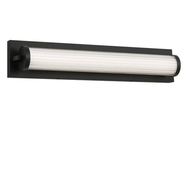 Weston 22 in. W x 4.25 in. H Midnight Black Bathroom LED Vanity Light with Ribbed Glass Lens