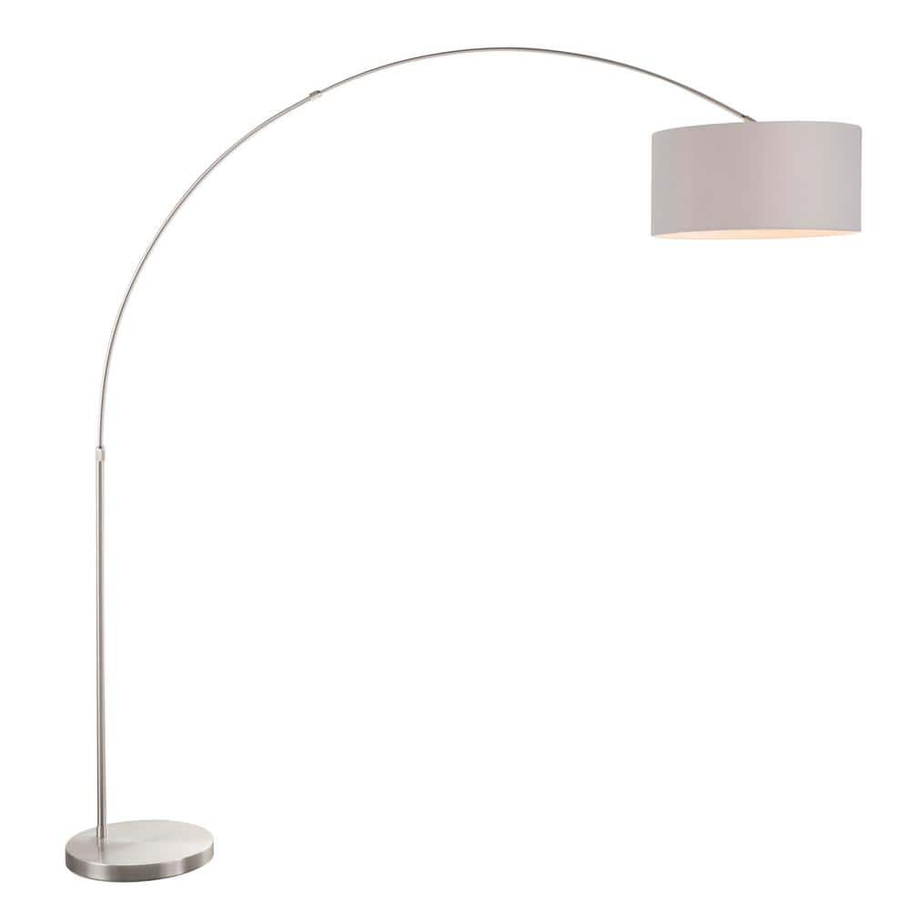 Lumisource Salon 76 In. Satin Nickel Floor Lamp With Grey Shade LS-L ...