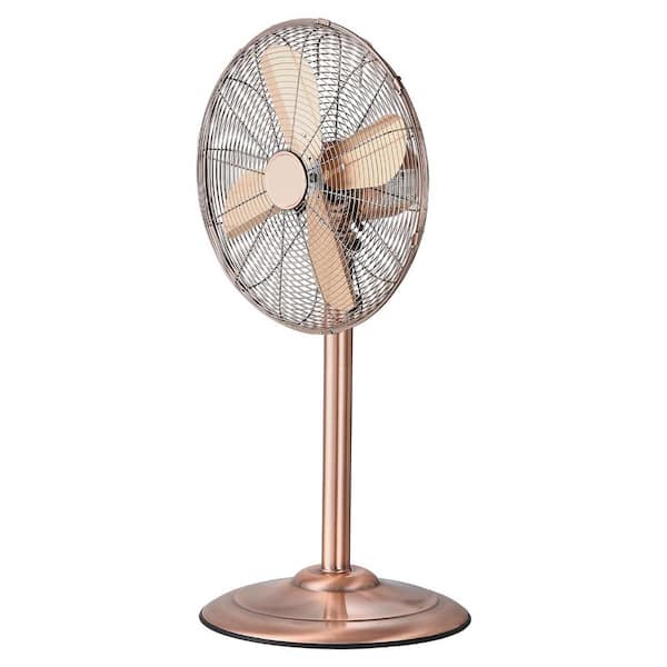 16 in. Industrial Pedestal Fan, 75° Oscillating, Adjustable Height and 3 Speeds, High-Power Floor Fan Copper Brown