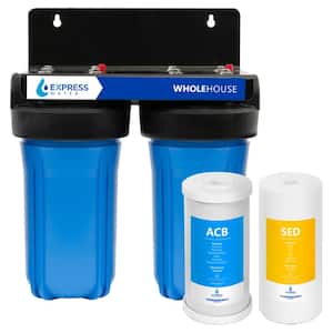 Whole House Water Filter System 2-Stage Water Filtration System with Sediment & Carbon Filters, Easy Release, 4.5" x 10"