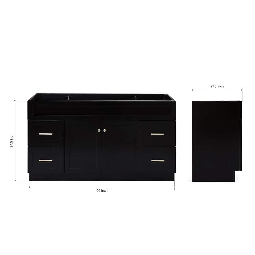 Hamlet 60" Black Solid Wood Freestanding Bathroom Vanity Cabinet