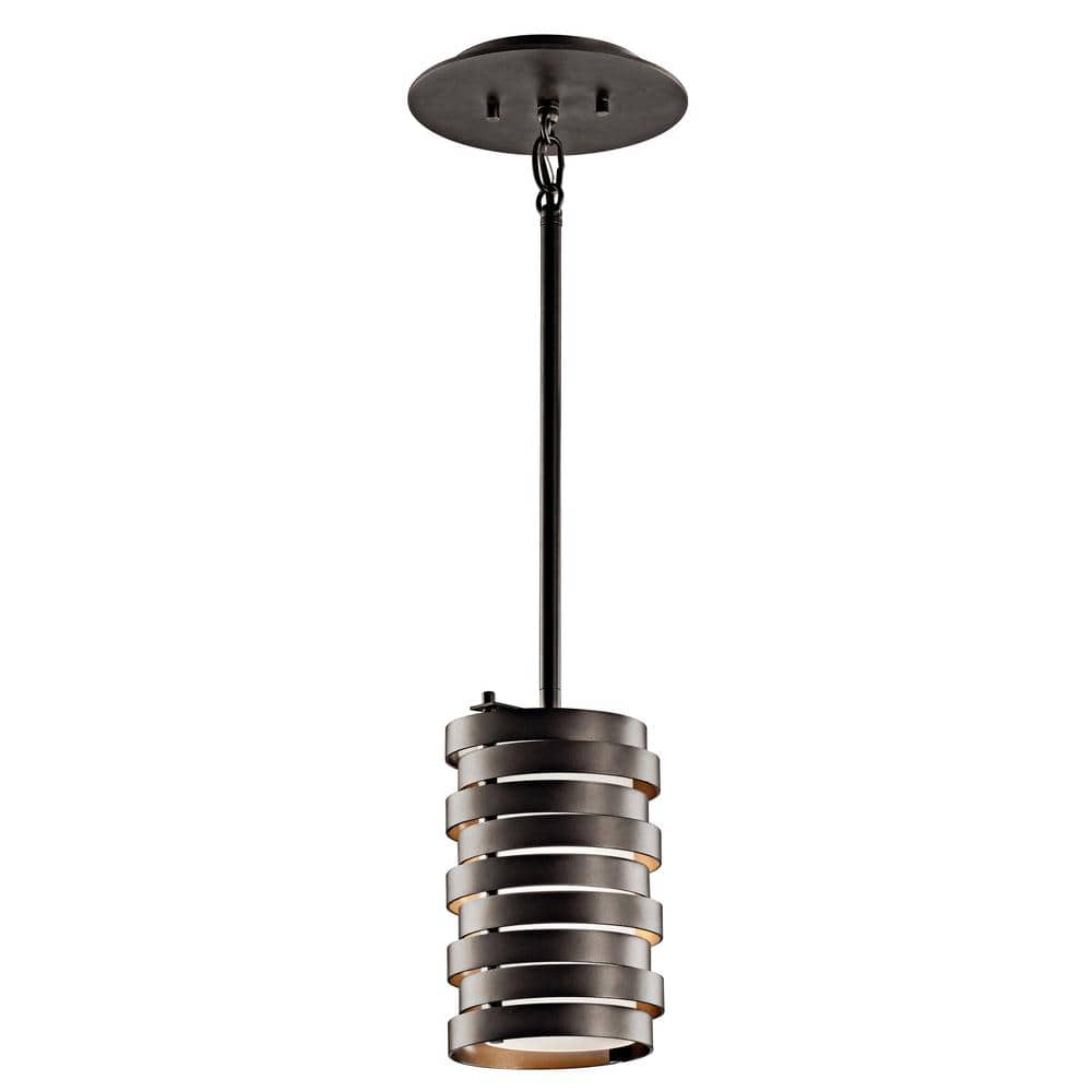 KICHLER Roswell 1-Light Olde Bronze Contemporary Shaded Kitchen Mini  Pendant Hanging Light with Metal Shade 43304OZ - The Home Depot