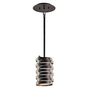 Roswell 1-Light Olde Bronze Contemporary Shaded Kitchen Mini Pendant Hanging Light with Metal Shade