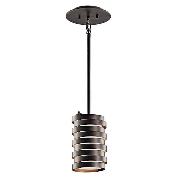 KICHLER Roswell 1-Light Olde Bronze Contemporary Shaded Kitchen Mini Pendant Hanging Light with Metal Shade