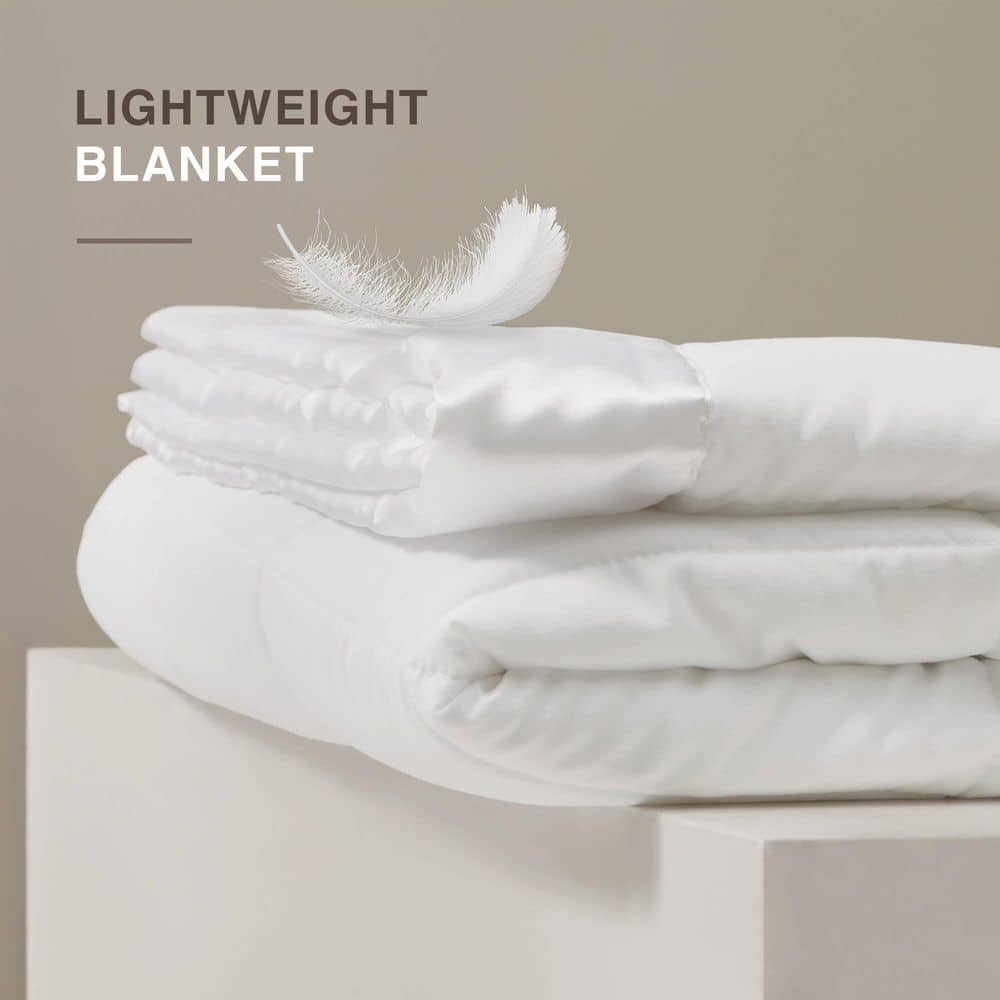 Luxurious Twin Satin-Trimmed Microfiber Down Alternative Blanket