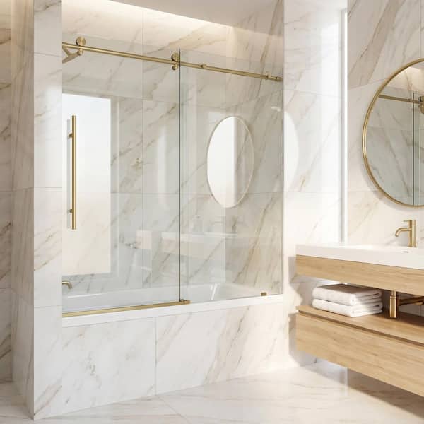 VIGO Elan E-Class 56 to 60 in. W x 66 in. H Sliding Frameless Tub