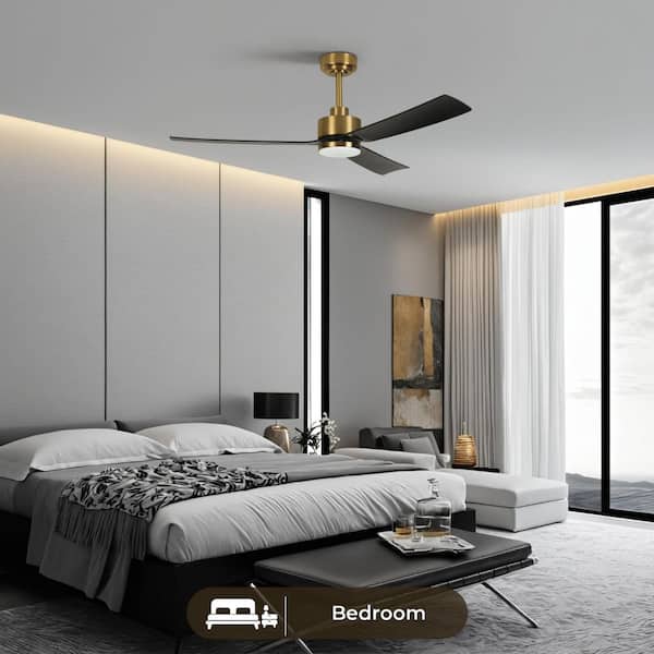 TOZING 52 in. Indoor Matte Black Gold Low Profile Modern LED