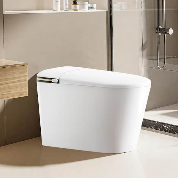 1.2 GPF Elongated Bidet Toilet in White with Auto Open/Close, Heated Seat, Warm Air Drying and Night Light