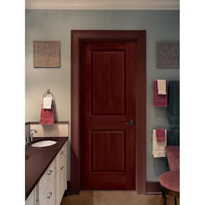 24 in. x 80 in. Carrara 2 Panel Left-Hand Solid Core Amaretto Stain Molded Composite Single Prehung Interior Door