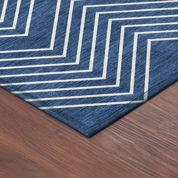 Chantille Machine Washable Indoor/Outdoor Abstract ACN2390 Navy 2 ft. x 3 ft. Accent Rug