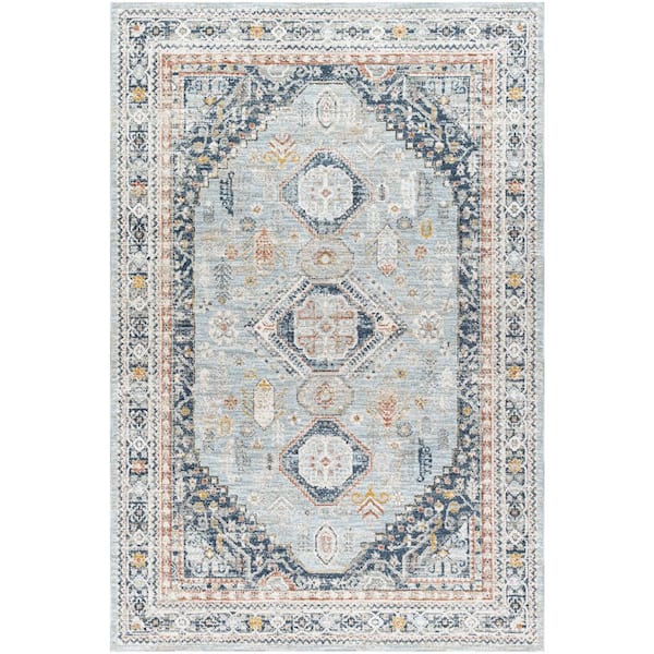 Beckham Ice Blue/Charcoal 7 ft. x 10 ft. Traditional Indoor Area Rug