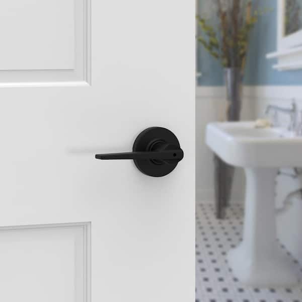 Hollis Round Rose Matte Black Privacy Bed/Bath Door Handle