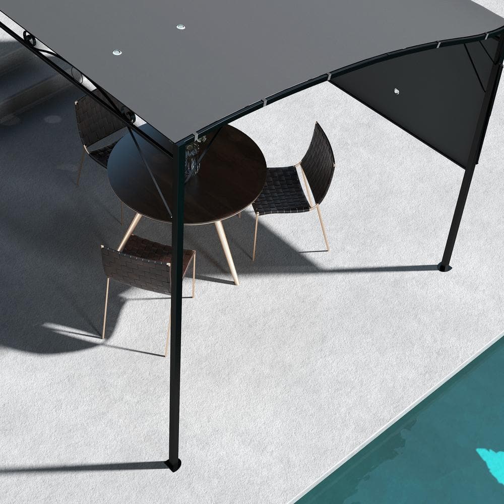 10 ft x 8 ft Dark Gray Steel Patio Gazebo with Extendable Awning